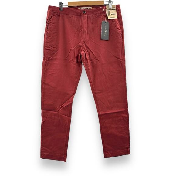 Tailor Vintage Red Slim Fit Stretch Fabric Pants in Canyon Red Sz 36 x‎ 30 NEW - Picture 1 of 10